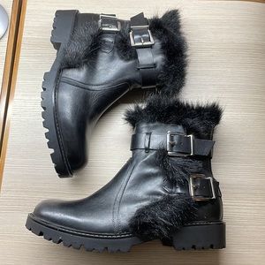 Charles David Leather Faux Fur Boots